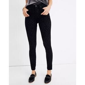 New Madewell 9" Mid-Rise Skinny Jeans: Flocked Leopard Edition Women's Size 23
